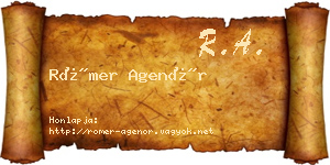 Römer Agenór névjegykártya